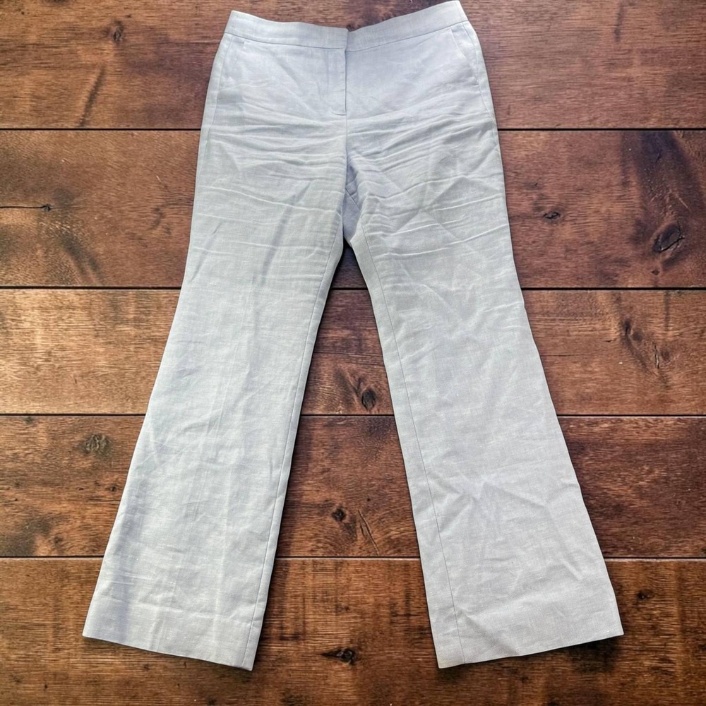 J.Crew Womens Light Blue Linen Flare Leg Trousers Size 14 W38xL33 Mid Rise